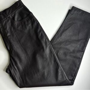 Ralph Lauren 100% Leather Pants Espresso Brown Straight Vintage 90s Size 12‎